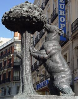 The bear and strawberry tree, a symbol of Madrid near Puerto del Sol