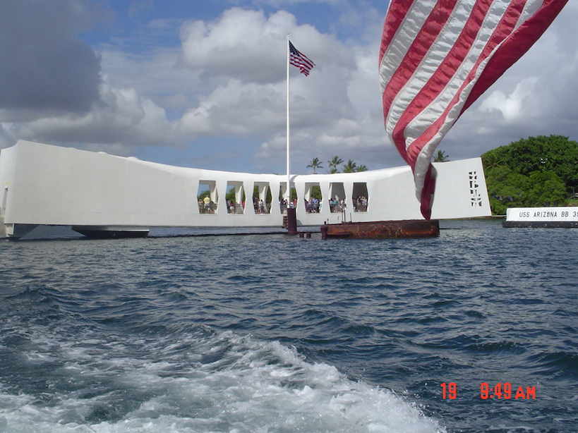 Leaving the USS Arizona memorial by boat