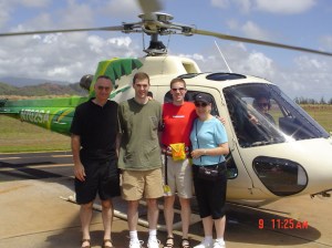 Getting ready for helicopter tour over Hawaii Volcanoes National Park