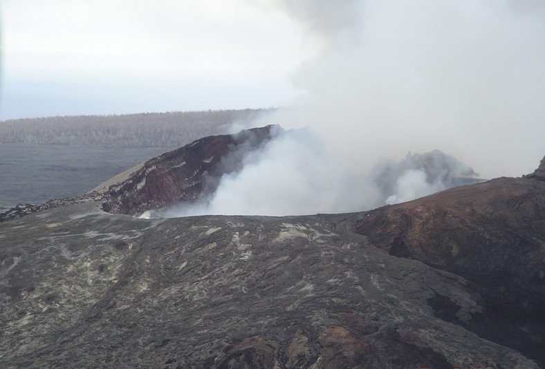 Kilauea crater from the helicopter during the previous day.