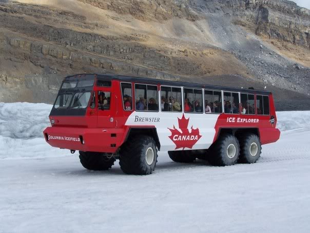 Ridiing out to the  Athabasca Glacier