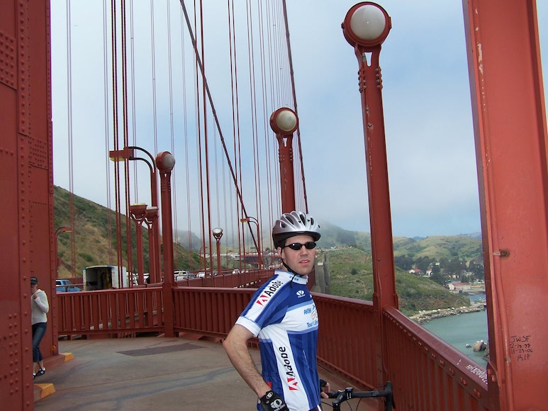 Crossing the Golden Gate on my road bike