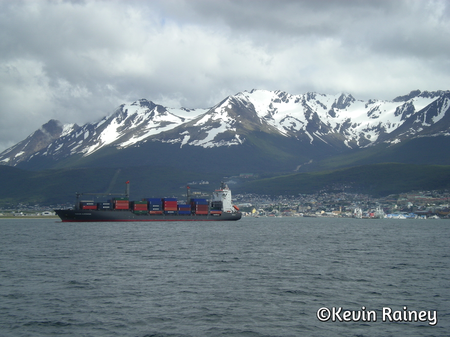Commercial freighters on the Beagle Channel