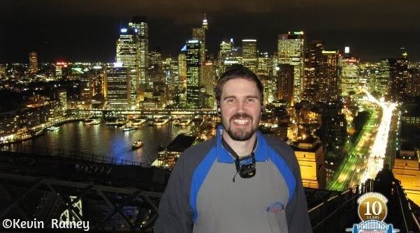 On the Sydney Harbor Bridge wearing a stylish jumpsuit