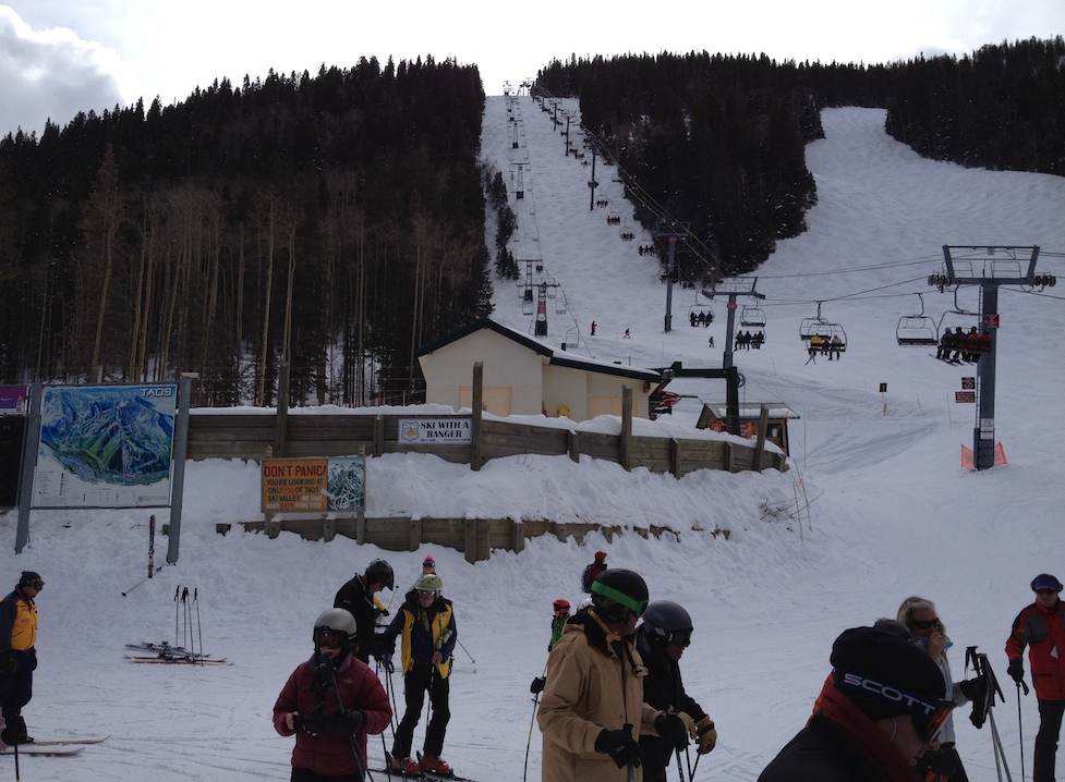 Getting on the lifts at Taos