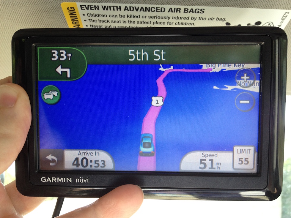 Garmin says we are driving on the Gulf of Mexico