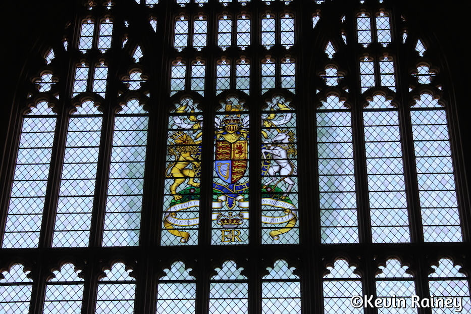 The British coat of arms in Westminster Hall
