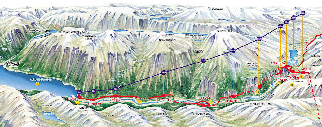 Map of the descent to Flåm